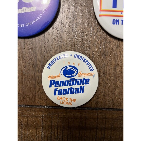 3 VTG Penn State 1986 Fiesta Bowl Buttons Pins vs Miami Hurricanes CHAMPS PSU - Picture 4 of 5